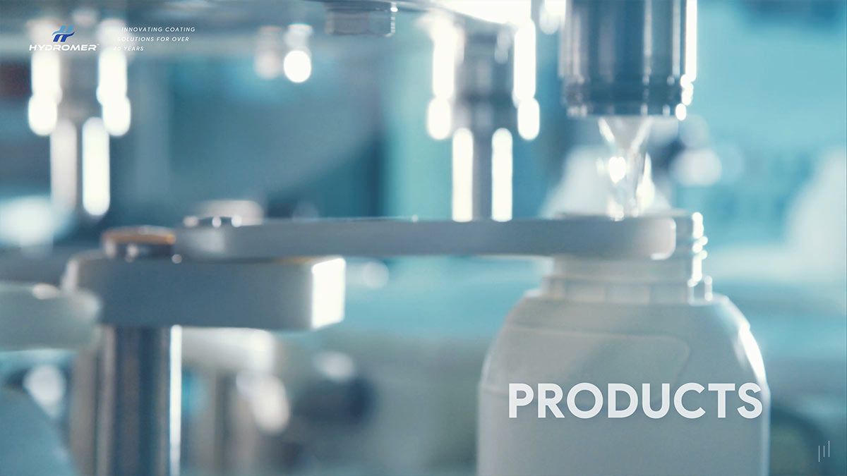 Hydromer Investor Pitch Deck – Slide showcasing the company’s diverse product portfolio for medical and industrial applications.