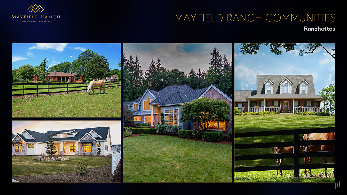 Mayfield Ranch Communities – Investor pitch deck highlighting real estate investment potential, property development strategy, and financial growth projections.